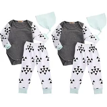 Autumn Baby Clothes Set 3pcs Toddler Baby Infant Boys Girls Outfits Long Sleeve Bodysuit Tops+Pants+Hat Bbay Clothing Set