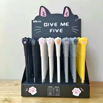 

48 pcs Gel Pens Cartoon cat black colored kawaii gift gel-ink pens pens for writing Cute stationery office school supplies