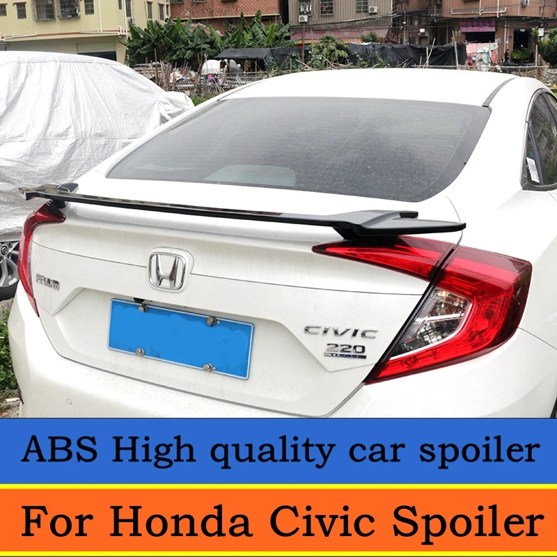 For Honda Civic Spoiler 2016 2017 High Quality ABS Material Car Rear Wing Primer Color Rear