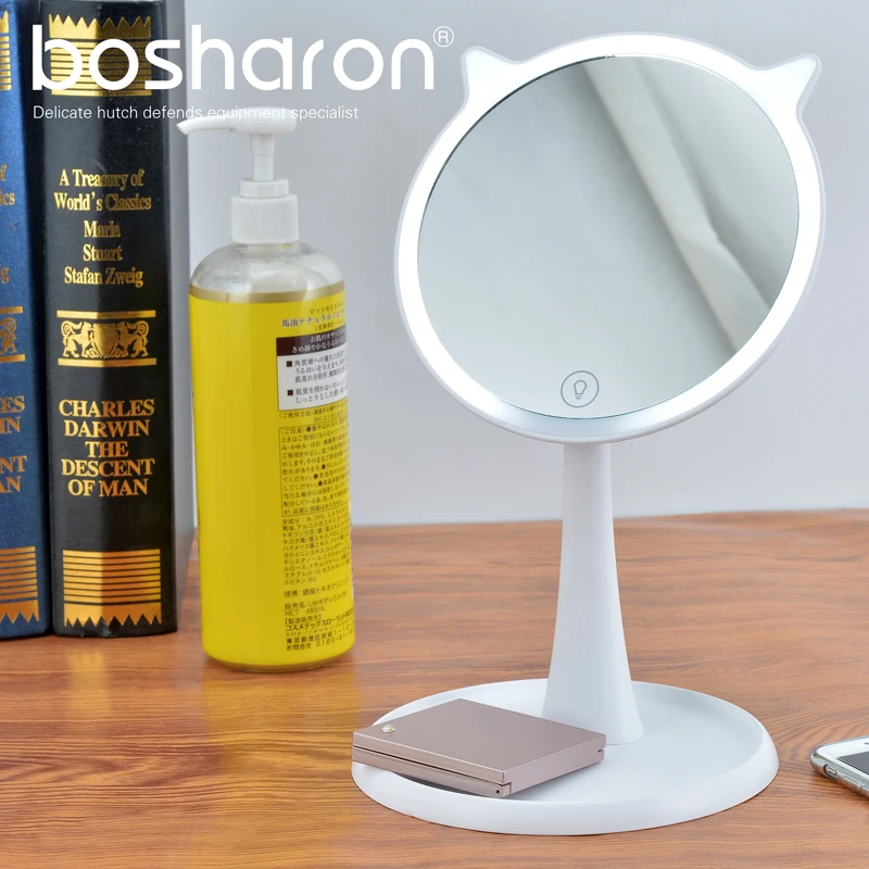 Сенсорное зеркало для макияжа USB перезаряжаемая батарея внутри профессиональное дамское светодиодное зеркало Косметические настольные регулируемые зеркала