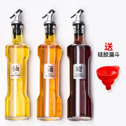 3pcs bottles XMT-HOME бессвинцовый стеклянный приправа Соусники бутылка-спрей для масла и уксус соевый соус бутылка Диспенсер вино - Цвет: 3pcs bottles