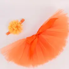 Оранжевый однотонные детские леггинсы для маленьких девочек пушистая юбка-пачка и оголовье, набор наряд для фото новорожденных костюм на день рождения для малышей осенние юбки-пачки из тюля для детей от 0 до 12 м