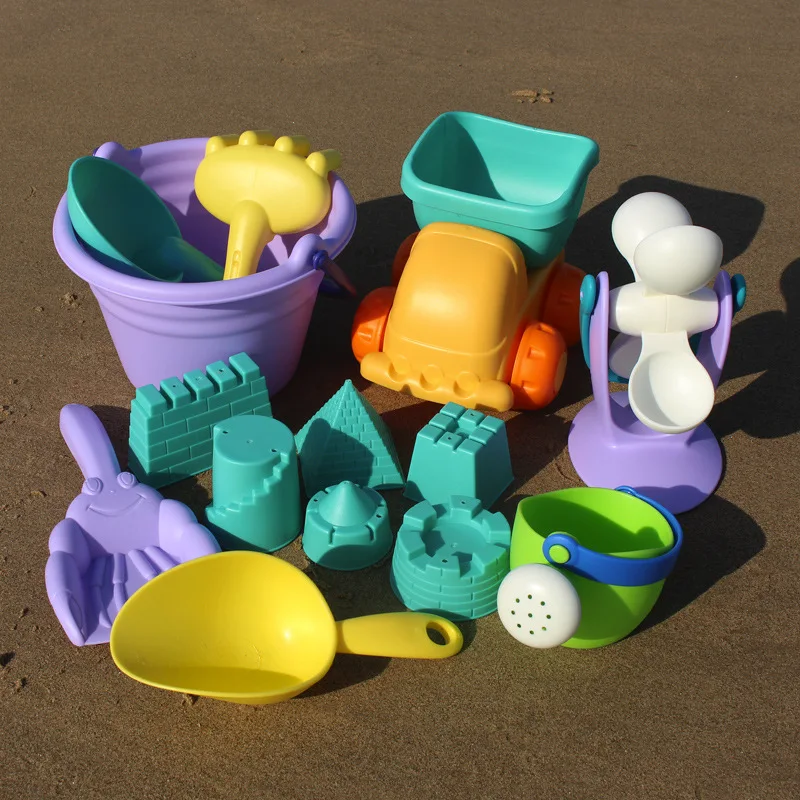 Детская коробка для песка, пляжные игрушки, песочный стол, ведро для песка, набор мягких резиновых пляжных кубиков, Экологичный красочный замок, ведро для отдыха на открытом воздухе