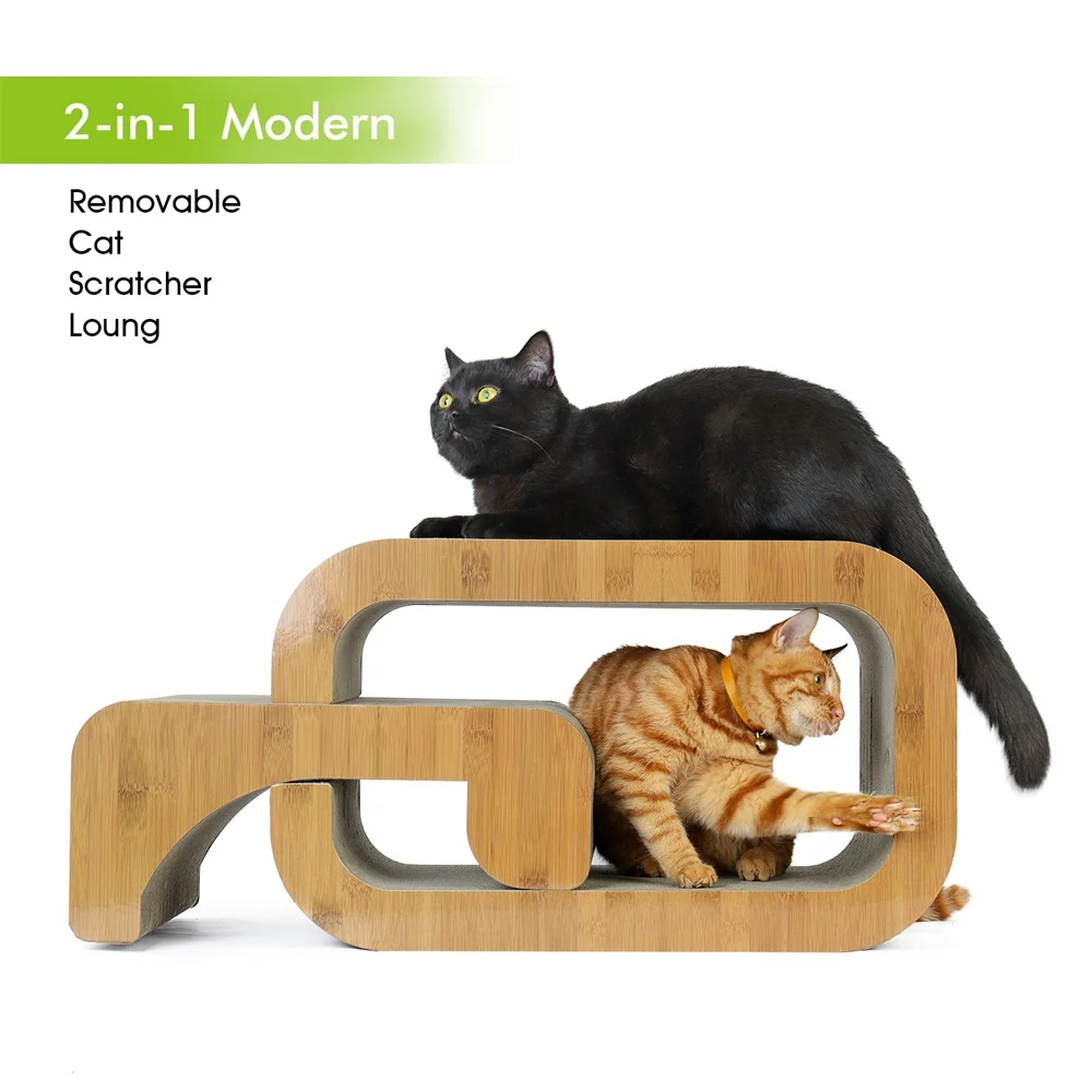 

RU Domestic Delivery Cat Scratching Post 2-in-1Modern Removable Cat Scratcher Loung Eco-Friendly Reliable Cat Toys with Catnip