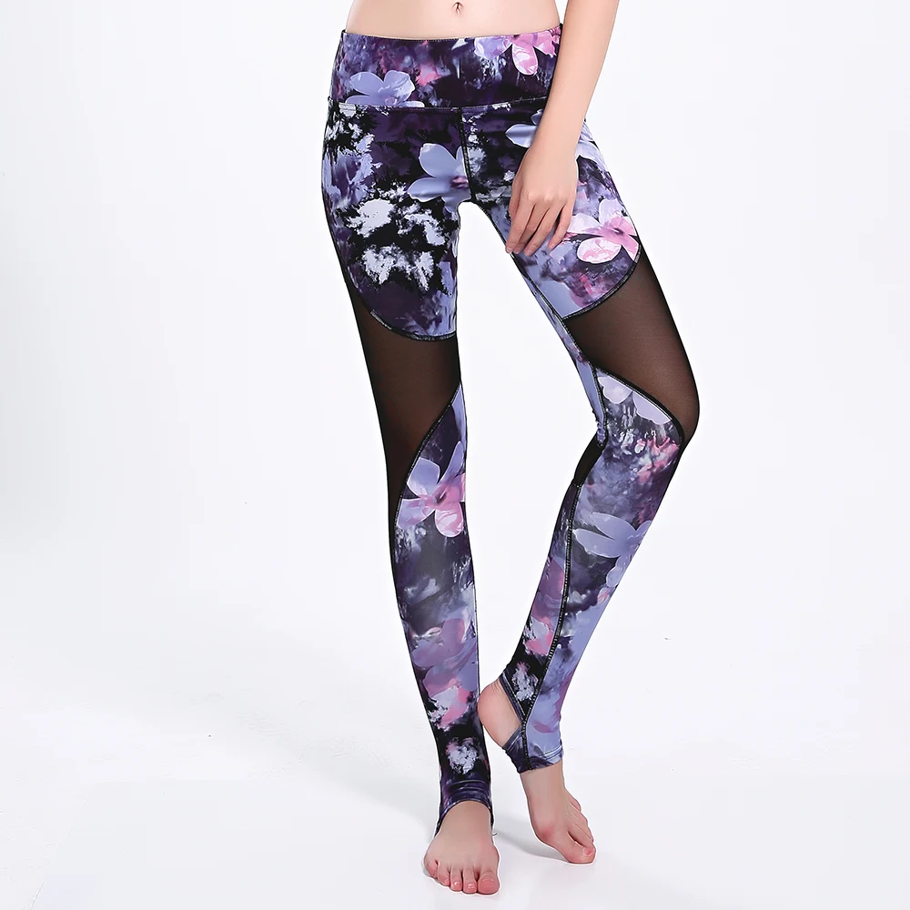 Buy Vintage Purple Floral Fitness Women Yoga Trousers