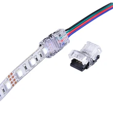 5PCS RGB LED Strip Connector 4 Pin 5050 10mm Colorful LED RGB Tape Light Connector Non-Waterproof IP20 Strip to RGB Wire Use