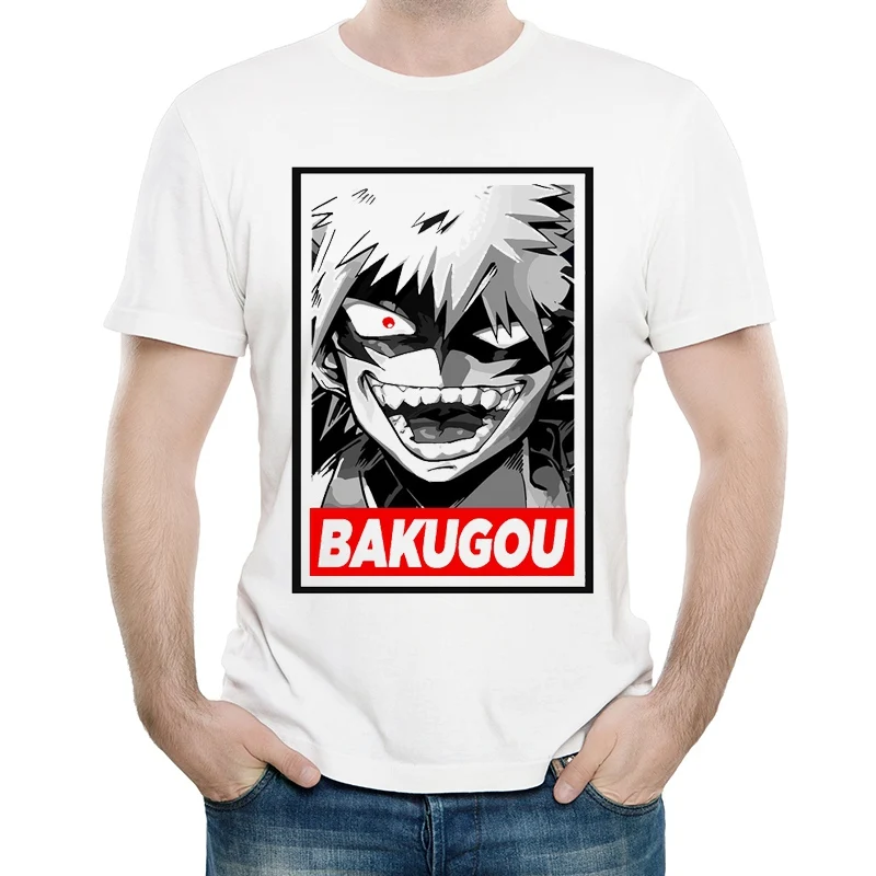 

My Hero Academia T Shirt Mens Short Sleeve White Color Anime My Hero Academia Logo T Shirt Top Tees tshirt Bakugou T-shirt