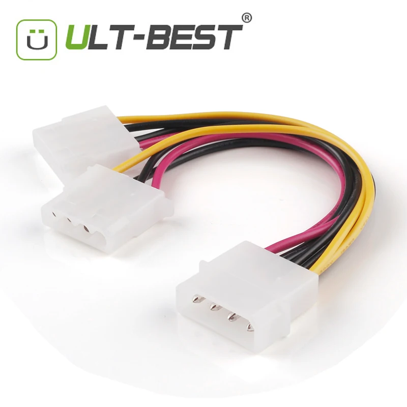 

ULT-BEST SATA Molex Power Splitter Cable Molex 4 Pin Male to Molex 4pin Female x2 Power Supply Y Splitter Cable 15CM
