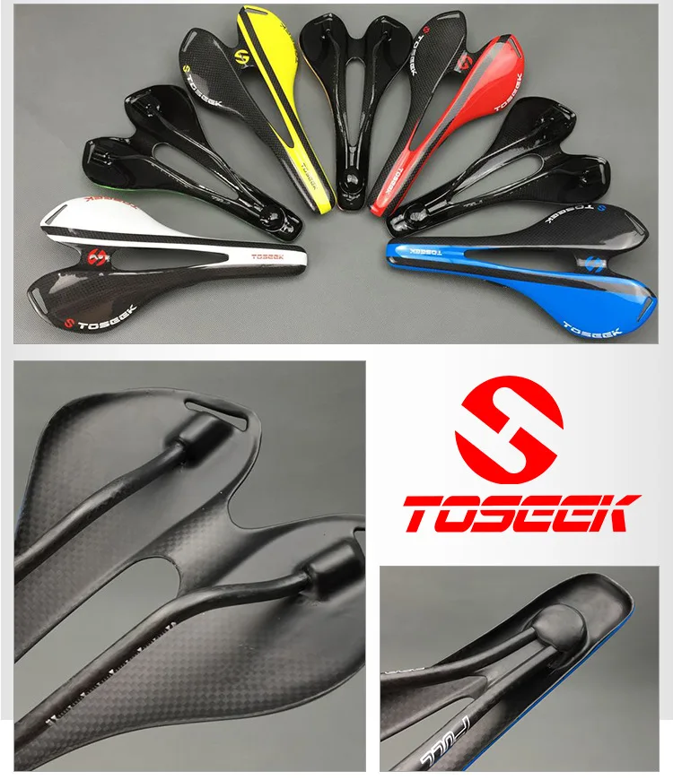 Taiwanese authentic TOSEEK new 3K all-carbon fiber mountain bicycle saddle road car seat cushion | Спорт и развлечения