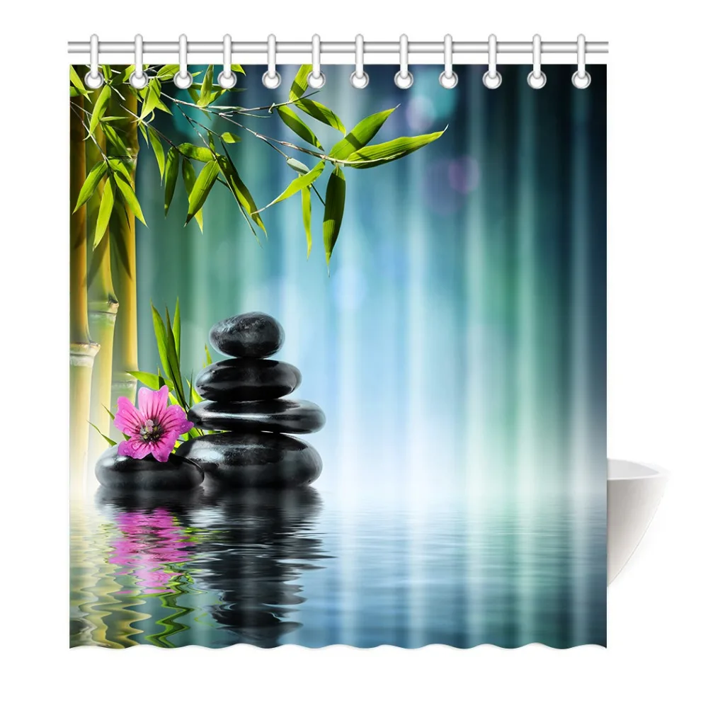 Shower Curtain Spa Garden with Bamboo Japanese Relaxation Printing