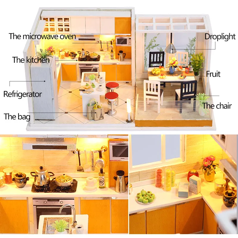 بيت الدمية الأثاث Miniatura DIY دمية منازل مجموعة المنمنمات دمية المطبخ الاطفال خشبية لعب للأطفال هدية عيد ميلاد