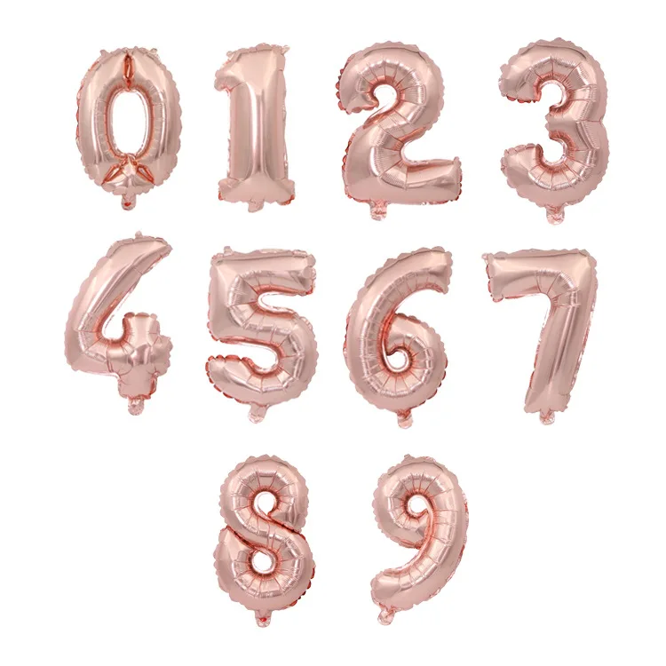 

16inch Rose Gold Number Foil Balloons Wedding Decorations Birthday Party Digit Inflatable air Balloons Baby Shower Supplies
