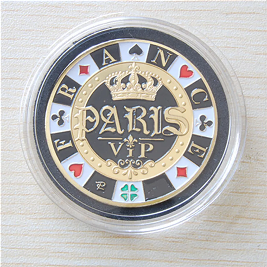

Free Shipping 10pcs/lot, Metal Banker Press Card Poker Chips,French paris crown VIP Poker gold coin