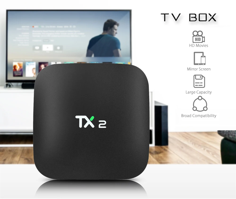 TX2 Android ТВ коробке 2G RAM 16G ROM RK3229 Mali-400MP 1 5 ГГц Core Поддержка 4 К Bluetooth 2 Wi-Fi Home Media Player pk X96 |