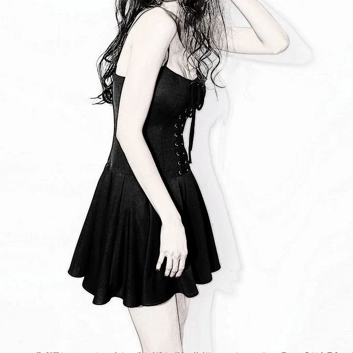 

Gothic Girl dress Series sexy low-cut lace waist high waist retro punk women girls dresses