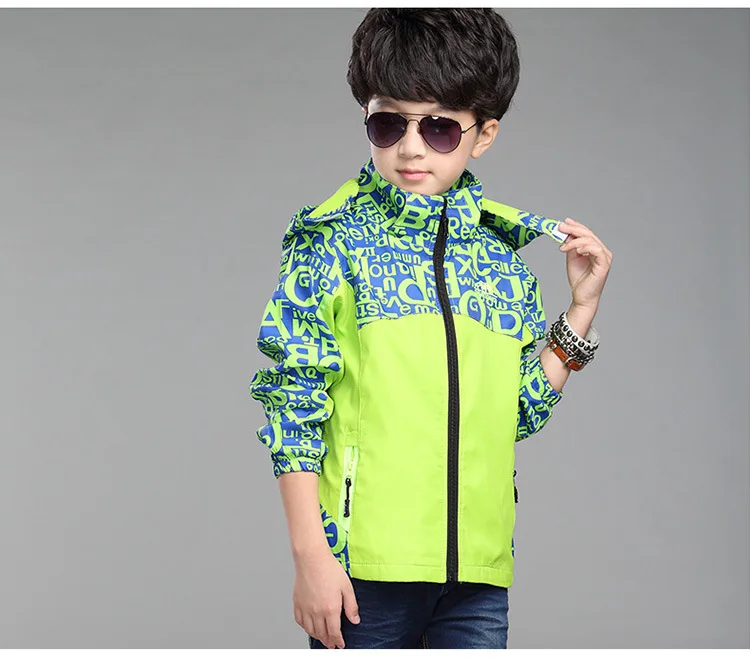 Верхняя одежда для детей детское пальто детская спортивная одежда двубортные водонепроницаемые ветрозащитные куртки для мальчиков осенние куртки весенние куртки для детей 5-14 лет - Цвет: green