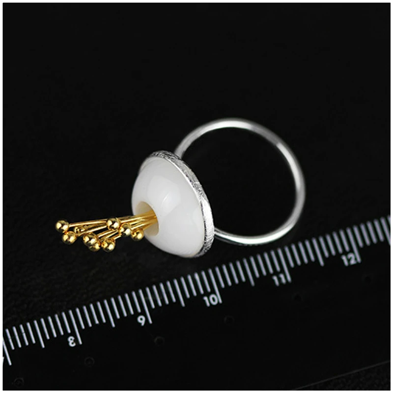 Lotus Fun Real 925 Sterling Silver Natural Nano-Ceramics Original Handmade Designer Fine Jewelry Flower Bud Female Rings Bijoux