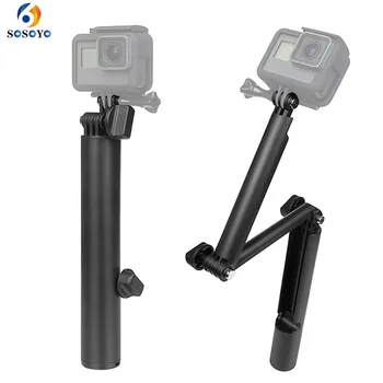 

Go Pro 3 way monopod Three-way adjustment arm Tripod selfie stick for gopro Hero 9 8 7 6 SJ4000 Sjcam XiaoYi Camera Accessories