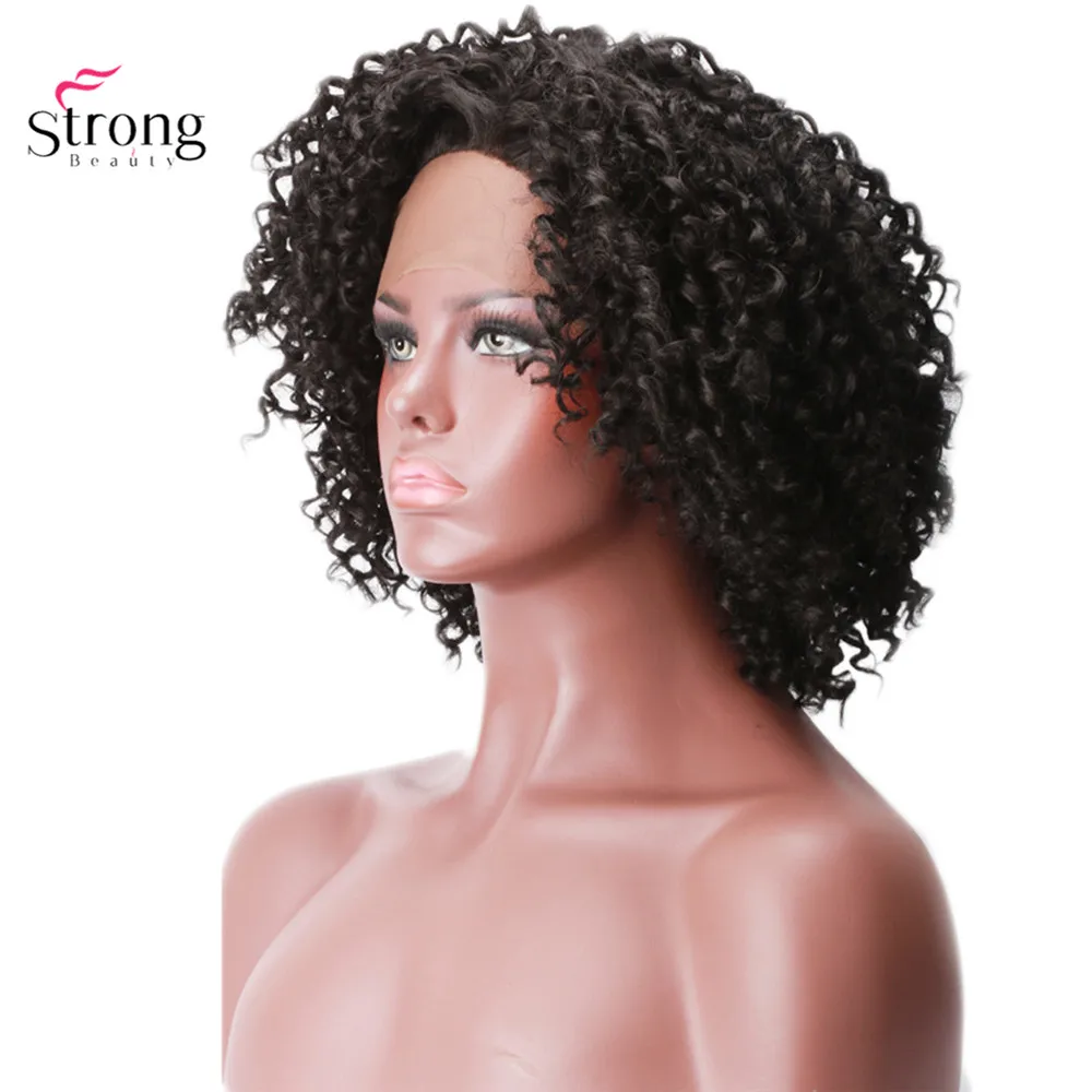 StrongBeauty 1" синтетический парик на кружеве для женщин короткие кудрявые вьющиеся волосы темно-коричневые парики Детские волосы