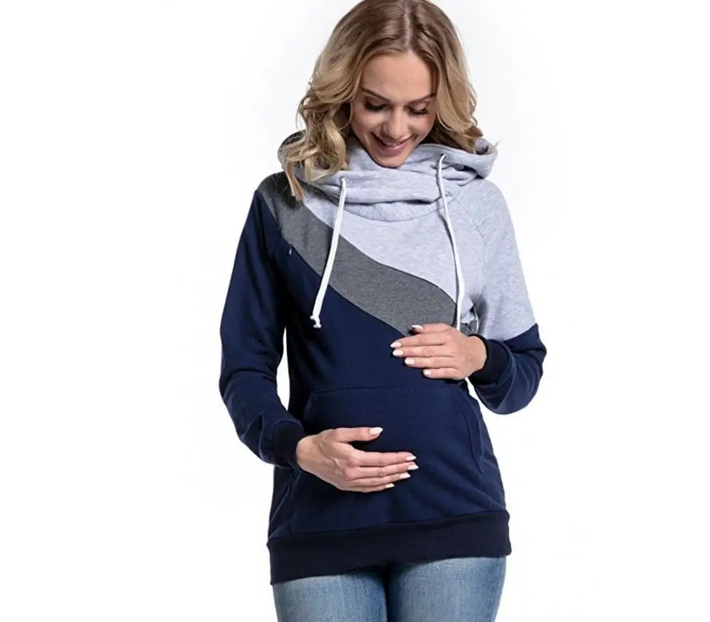 Новое поступление лоскутное пальто для беременных женщин Грудное вскармливание одежда с длинными рукавами - Цвет: gray