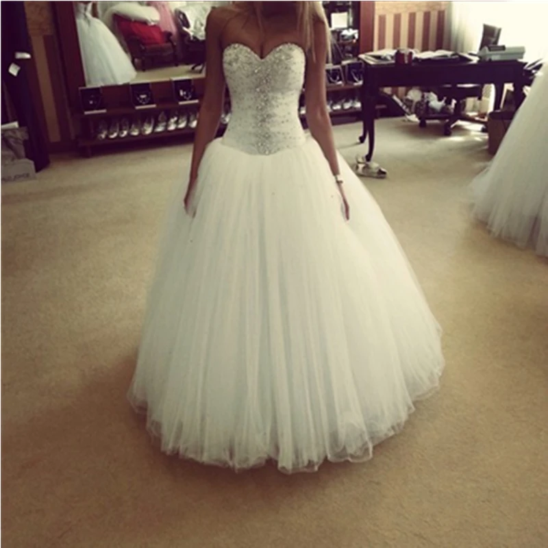 Бальное платье с бусинами vestido de noiva милое белое пышное платье невесты из тюля с открытыми плечами платья для матери невесты