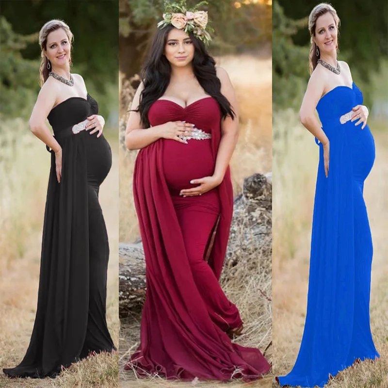 2018 Women Pregnancy Dress For Photo Shooting Sexy Off Shoulder Maxi Maternity Gown Chiffon Maternity Dresses Photography Props (1)