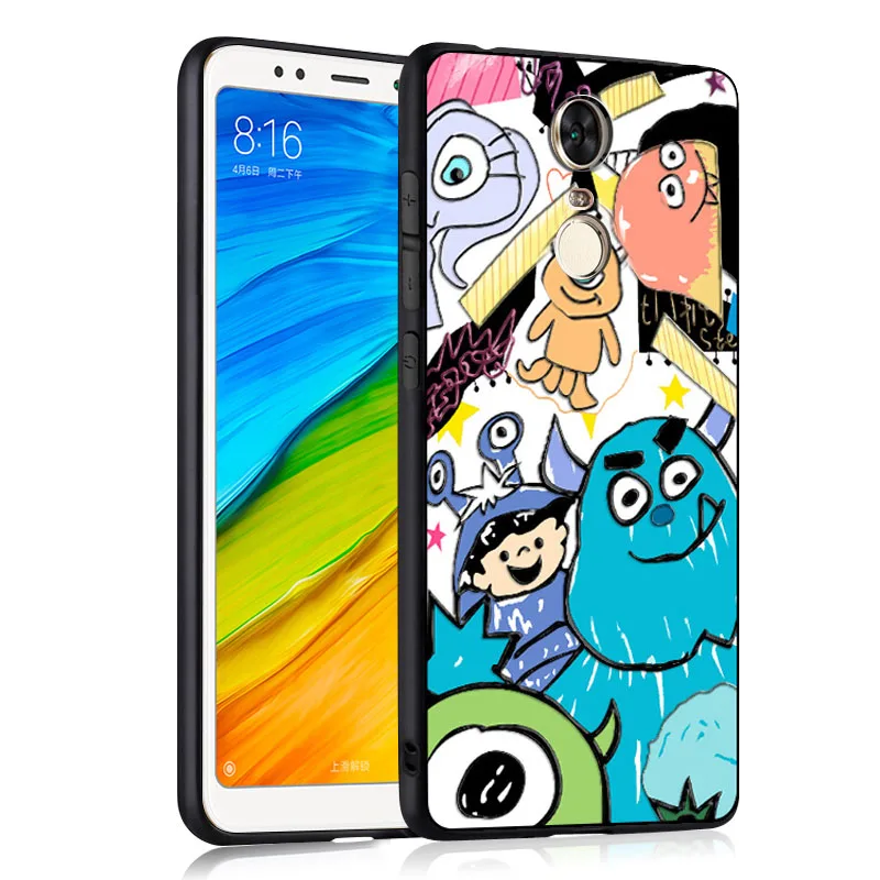 Чехол для xiaomi redmi 5 Plus черный рельефный 3D чехол redmi5 силиконовый с мультяшным