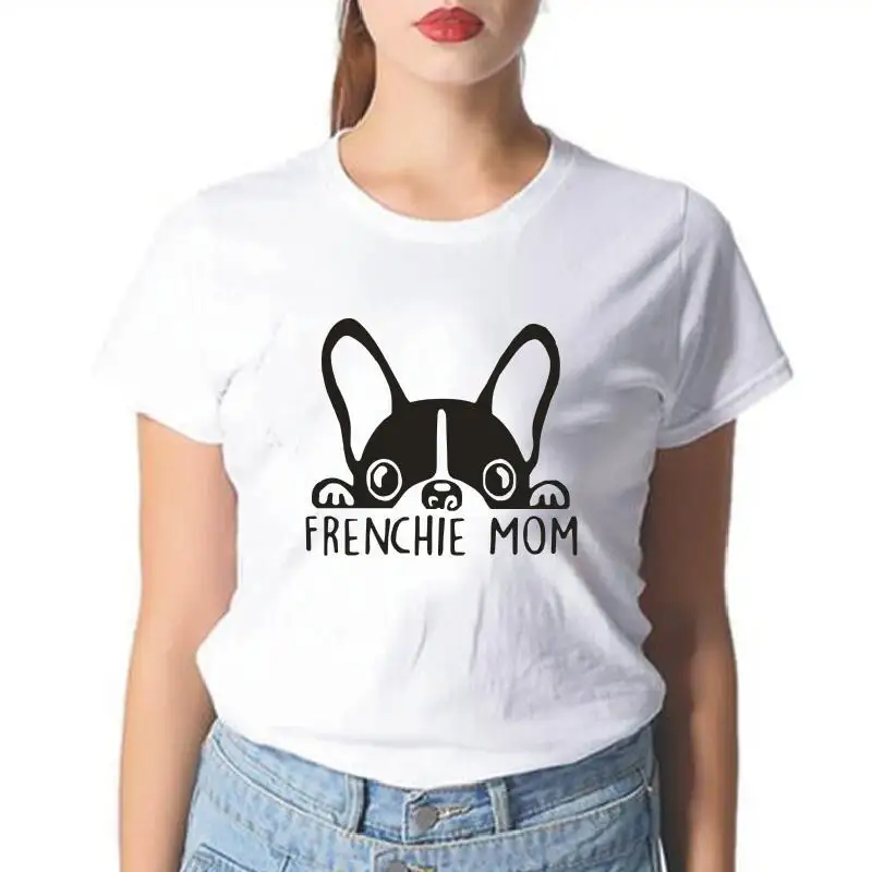 Frenchie Mom женская футболка с принтом в виде французского бульдога и мамы, женская модная одежда, летняя повседневная футболка, женские топы