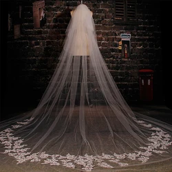 Luxury Bridal Wedding Veil One Layer High Quality Lace 3.5 M Long Lace Edge Tulle Bridal Veil Wedding Accessories In Stock