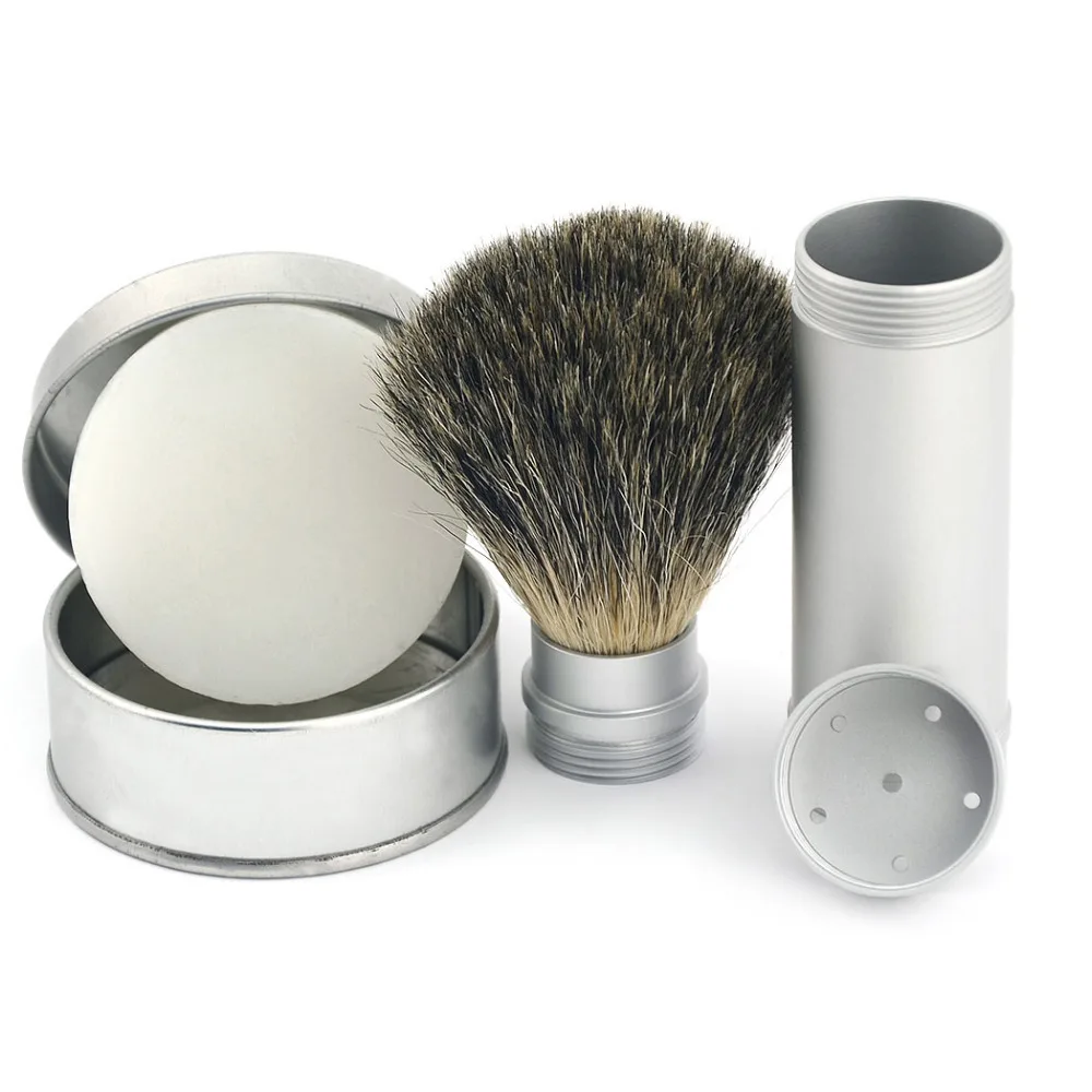 ZY-Men-Travel-Shaving-Brush-Kit-Pure-Badger-Hair-Beard-Brush-Shaving-Shave-Soap-Cream-Metal