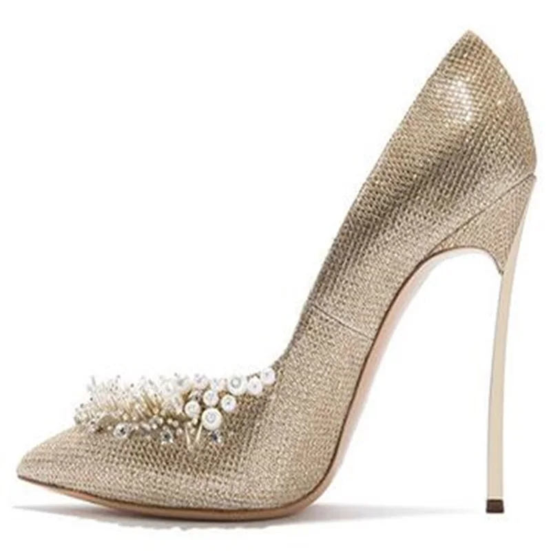 

New 2018 Spring Women Pumps Elegant Sequined Cloth Thin High Heels Shoes Sexy Pointed Toe Wedding Single Shoes