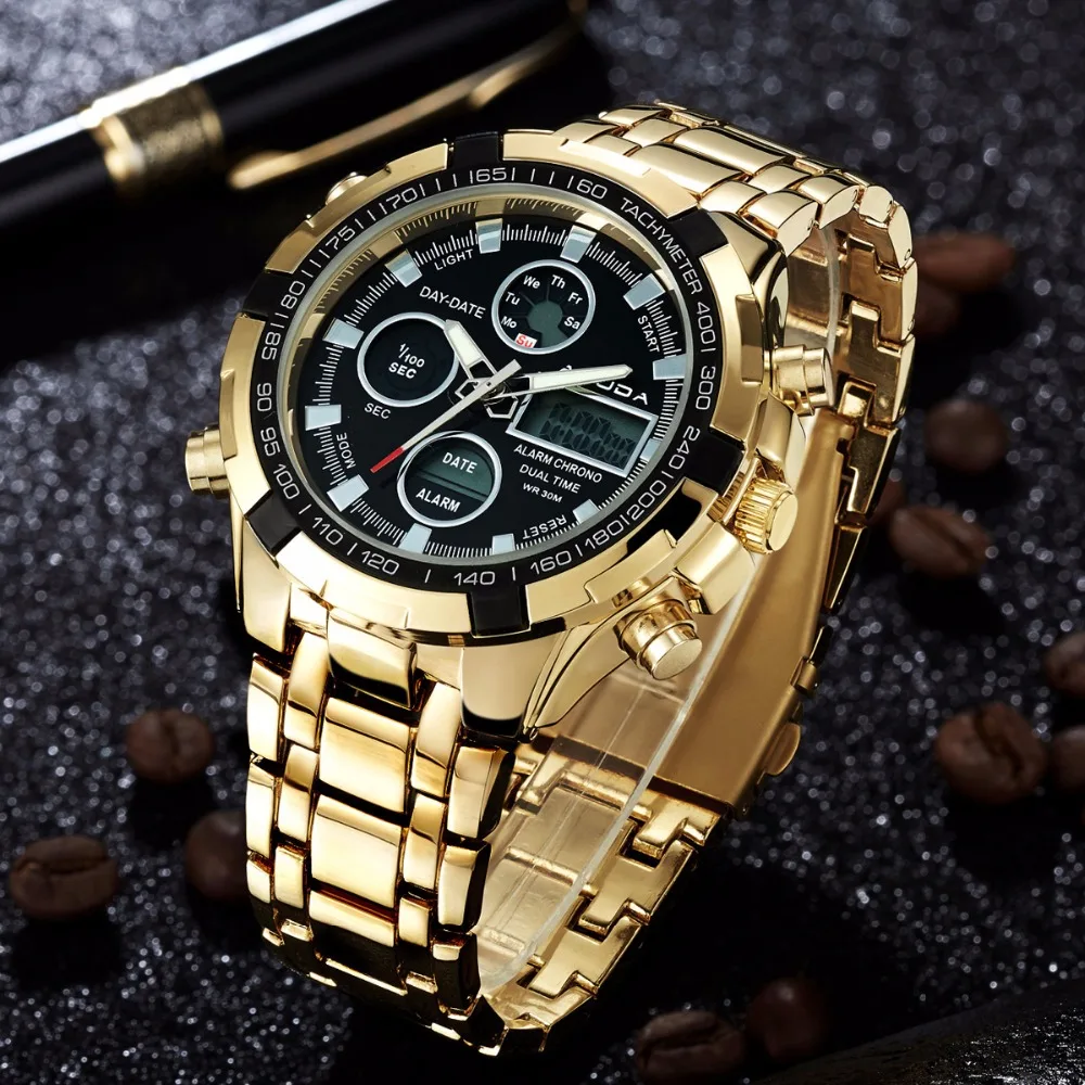 Fashion Watches Men Luxury Brand AMUDA Gold Golden Watches Men Sports ...