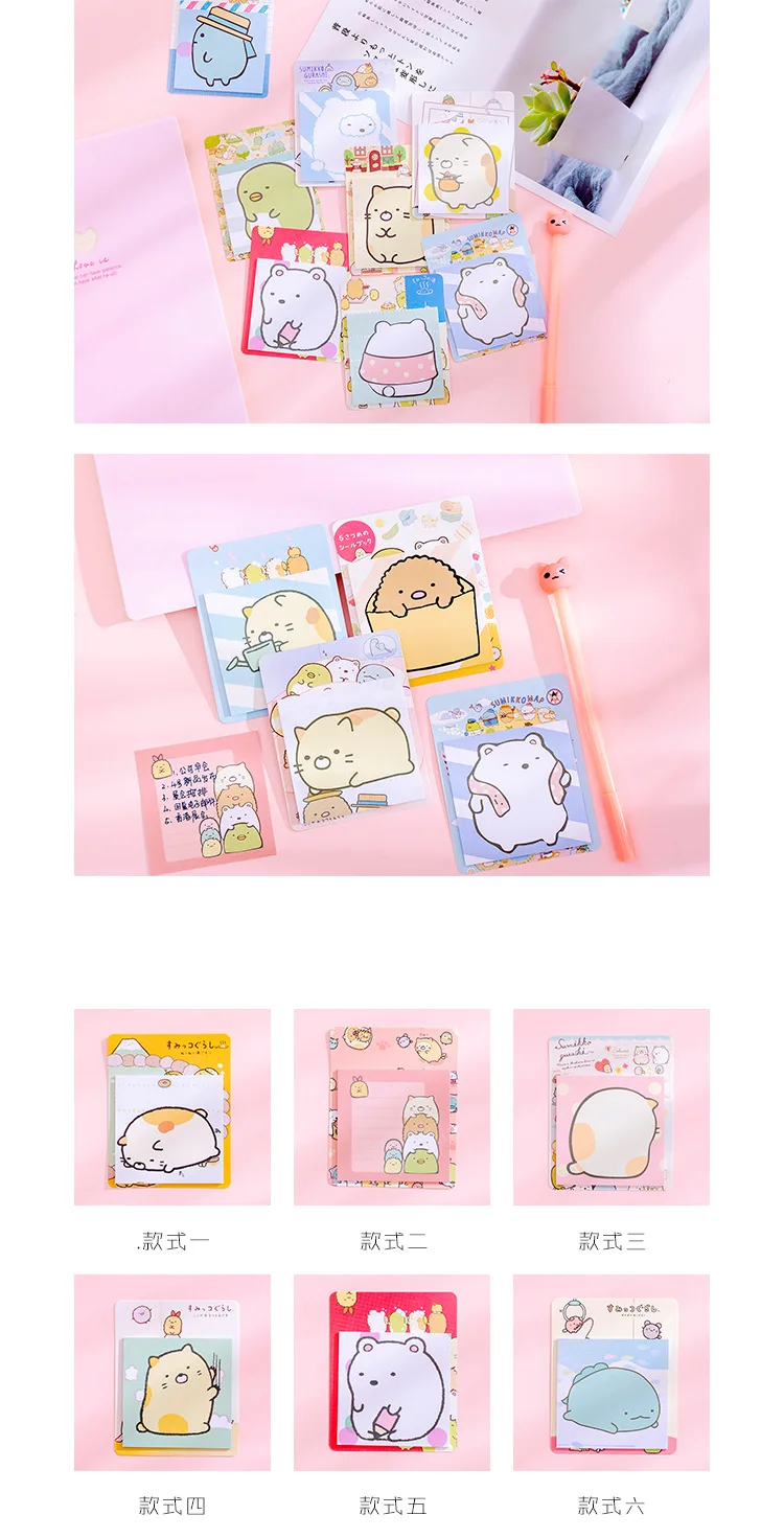 Kawaii Sumikko Gurashi липкий блокнот для заметок дневник стационарные хлопья скрапбук декоративный милый N Times Sticky