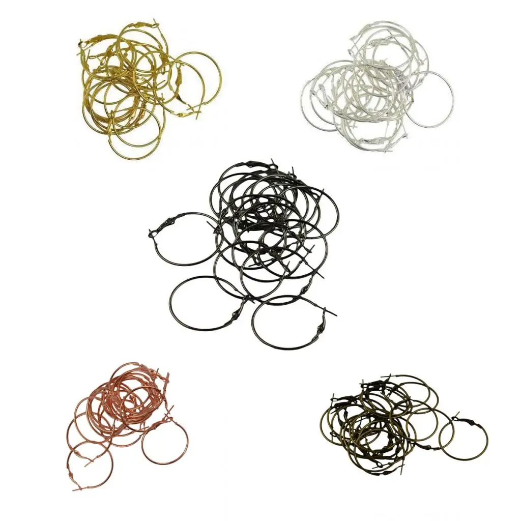 

20pcs Ear Wire Hooks Earrings Findings Large Round Circle Earring Hoops