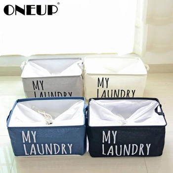 

ONEUP Sundries Box Linen Cotton Geometry Pattern Toy Drawstring Storage Organizer Bag Foldable Clothe Laundry Storage Basket