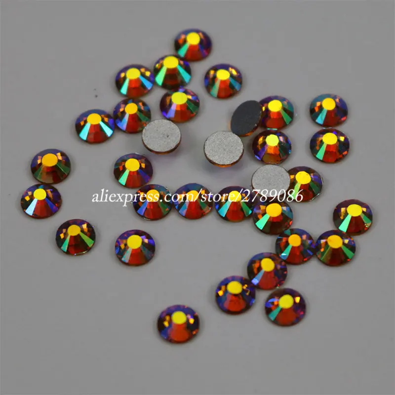 

1440pcs/lot Topaz AB FlatBack Non HotFix Strass Nail art Rhinestone 3D Glass Round Crystal Stones For DIY Nails Decorations