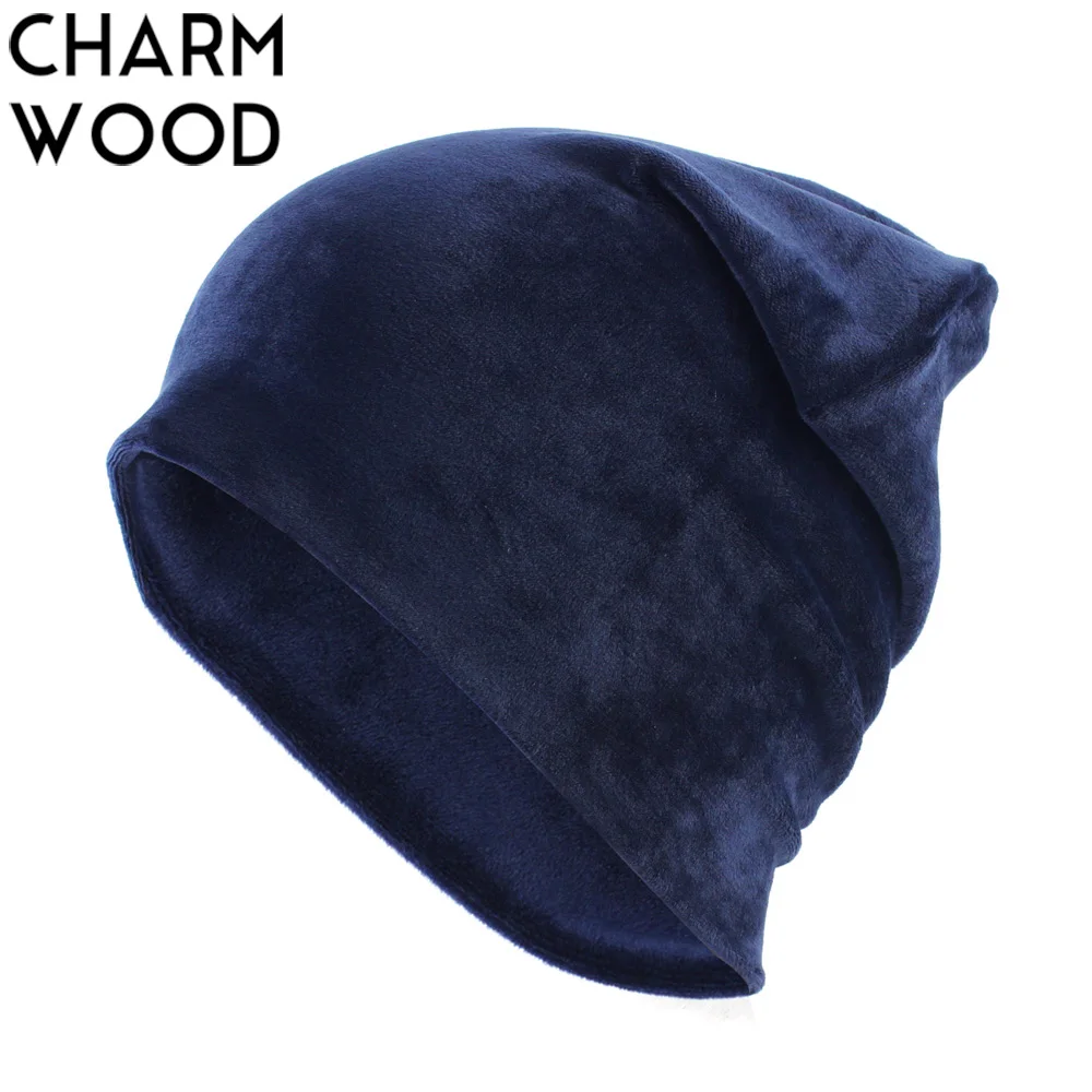 

Women's Velour Beanie Hat Casual Polyester Skullies Beanies For Women Winter Velvet Plain balaclava Bonnet Sapka GS034C-1