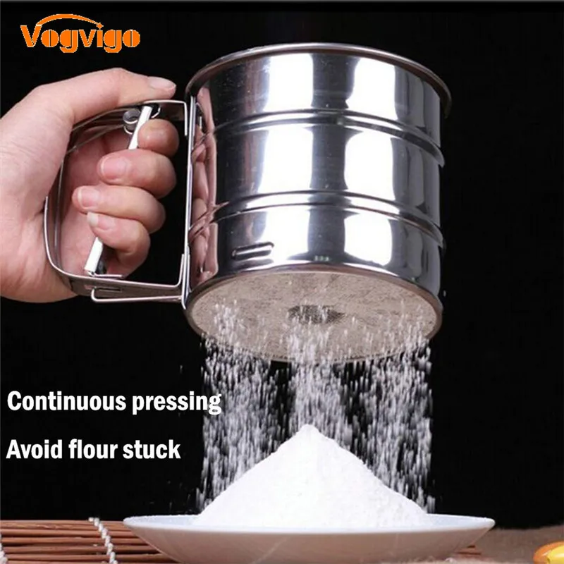 

Handheld Flour Shaker Stainless Steel Mesh Sieve Cup Icing Sugar Bake Tool Hand-pressed Hand-pressed Bakeware Sifters