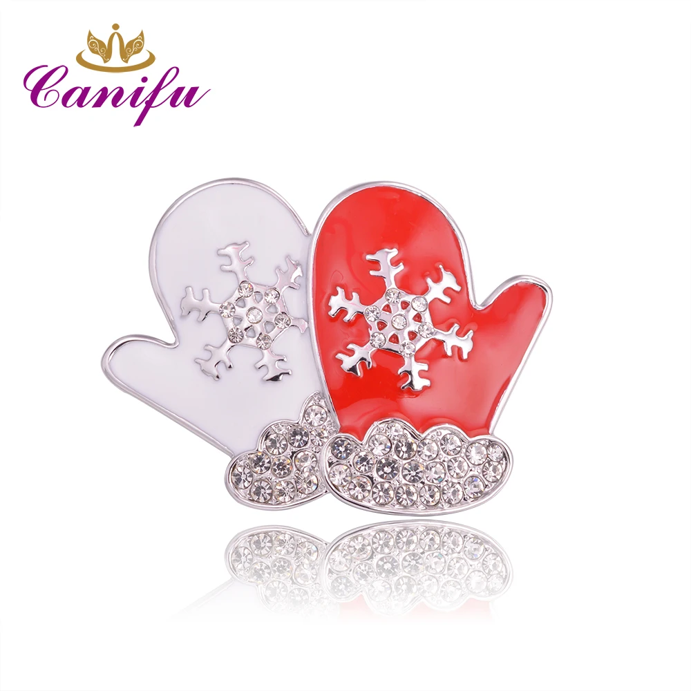 

Canifu New arrival White Gold Snowflake handkerchief shape Rhinestone brooches pin winter newyear gifts for girl