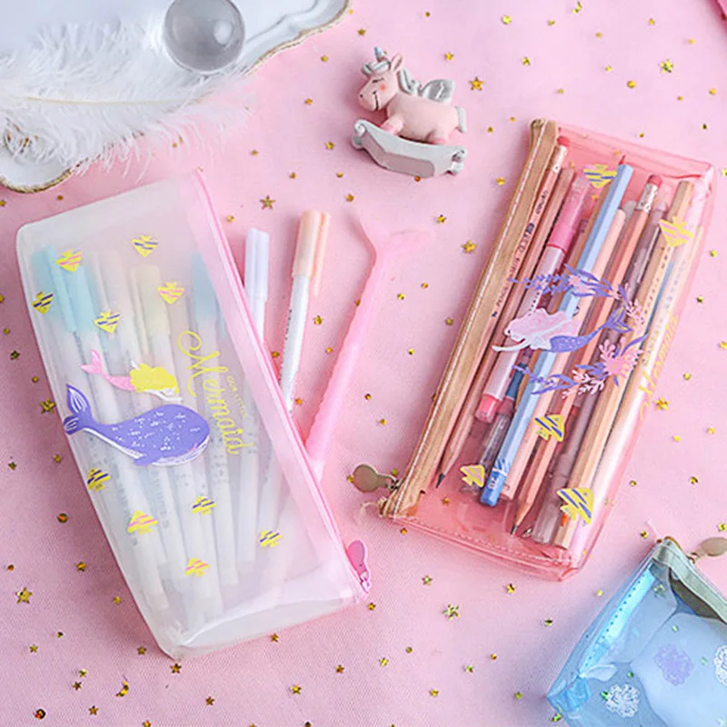 1 шт. Kawaii КИТ пенал для карандашей с милой русалкой Карандаш Чехол большой Ёмкость