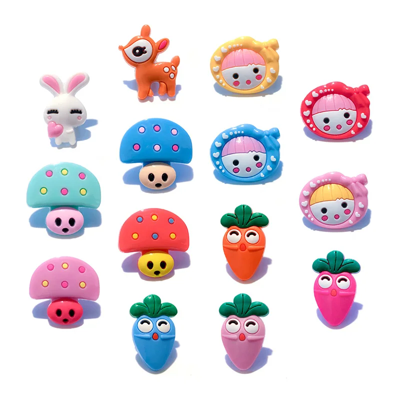 

1pc Turnips Rabbits Deers Mushroom PVC Shoe Charms,Shoe Buckles Accessories Fit Bands Bracelets Croc JIBZ,Kids Party X-mas Gifts