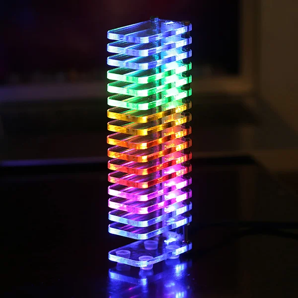 

LLEORY LED Music Audio Crystal Board Music Spectrum Analyzer Light Cube Kit Audio RC Spectrum DAC For Music MP3 Amplifier