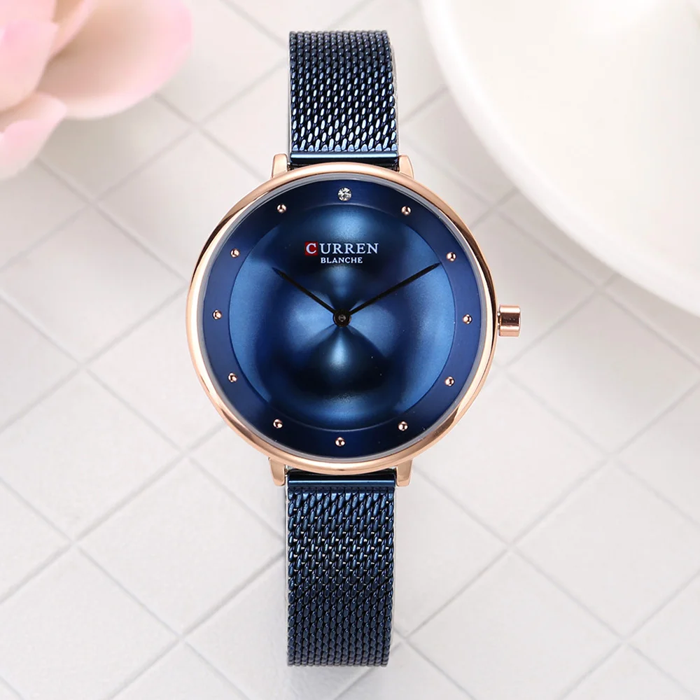 CURREN 9029 Female Quartz Watch Gem Dial Ultra-Thin Knit Strap Top Brand Female Luxury Wristwatch Girl Clock Relogio Feminino top brand (10)