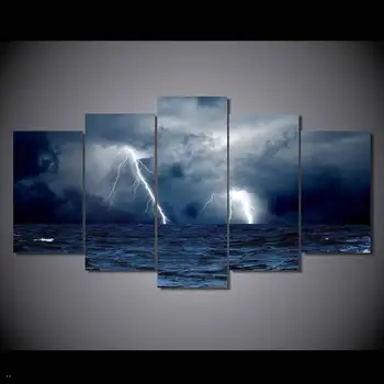 

Canvas Clouds Waves Sea Storm Lightning Ocean Painting Canvas Print Room Decor Print Poster Picture Canvas Free Shipping/90881