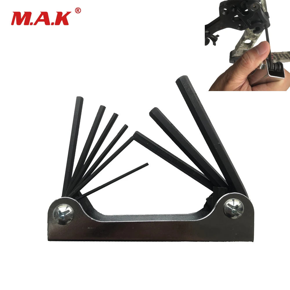

9 in 1 Folding Ball Point Key Set Ball End Hex Spa Inch Universal Multifunction for Compound Recurve Bow Hunting Shooting