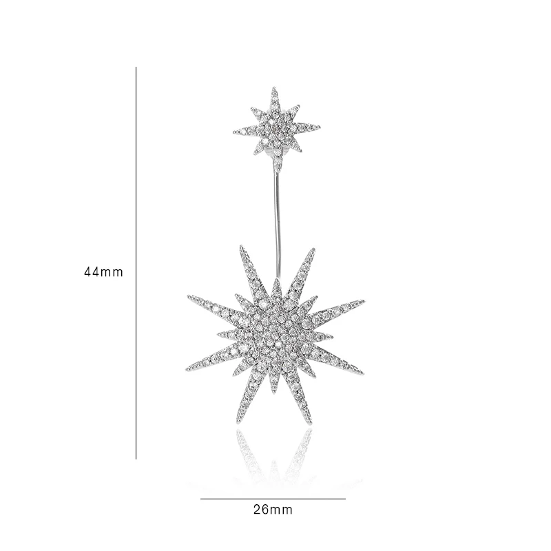 Сверкающая Звезда Форма спереди к спине 2 в 1 дизайн уха куртки AAA кубического циркония манжеты Серьги для женщин девочек ювелирные изделия XIUMEIYIZU