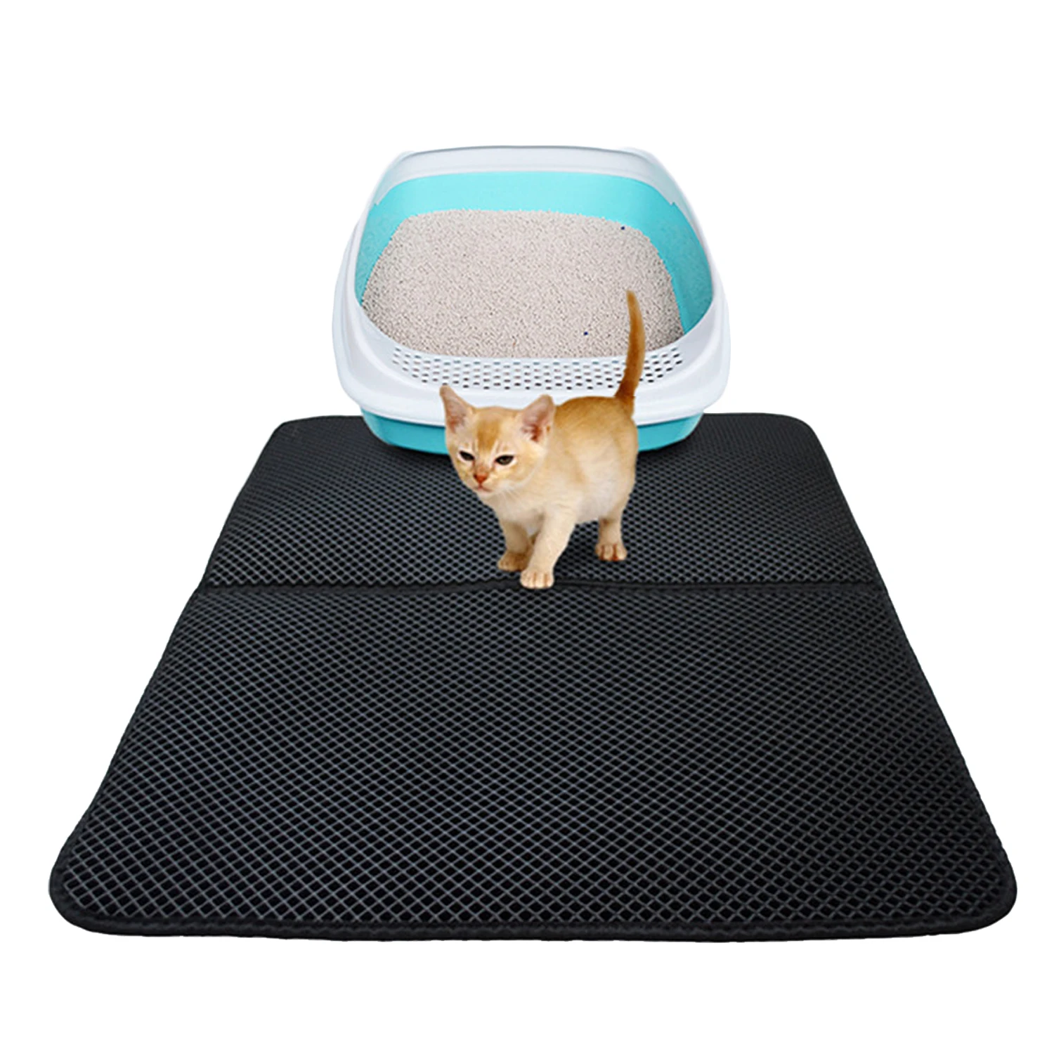 

Behogar Double Layer Honeycomb Design Cat Litter Trapper Mat Non Slip Litter Trap Pad with Waterproof Base Layer for Kitty Cat