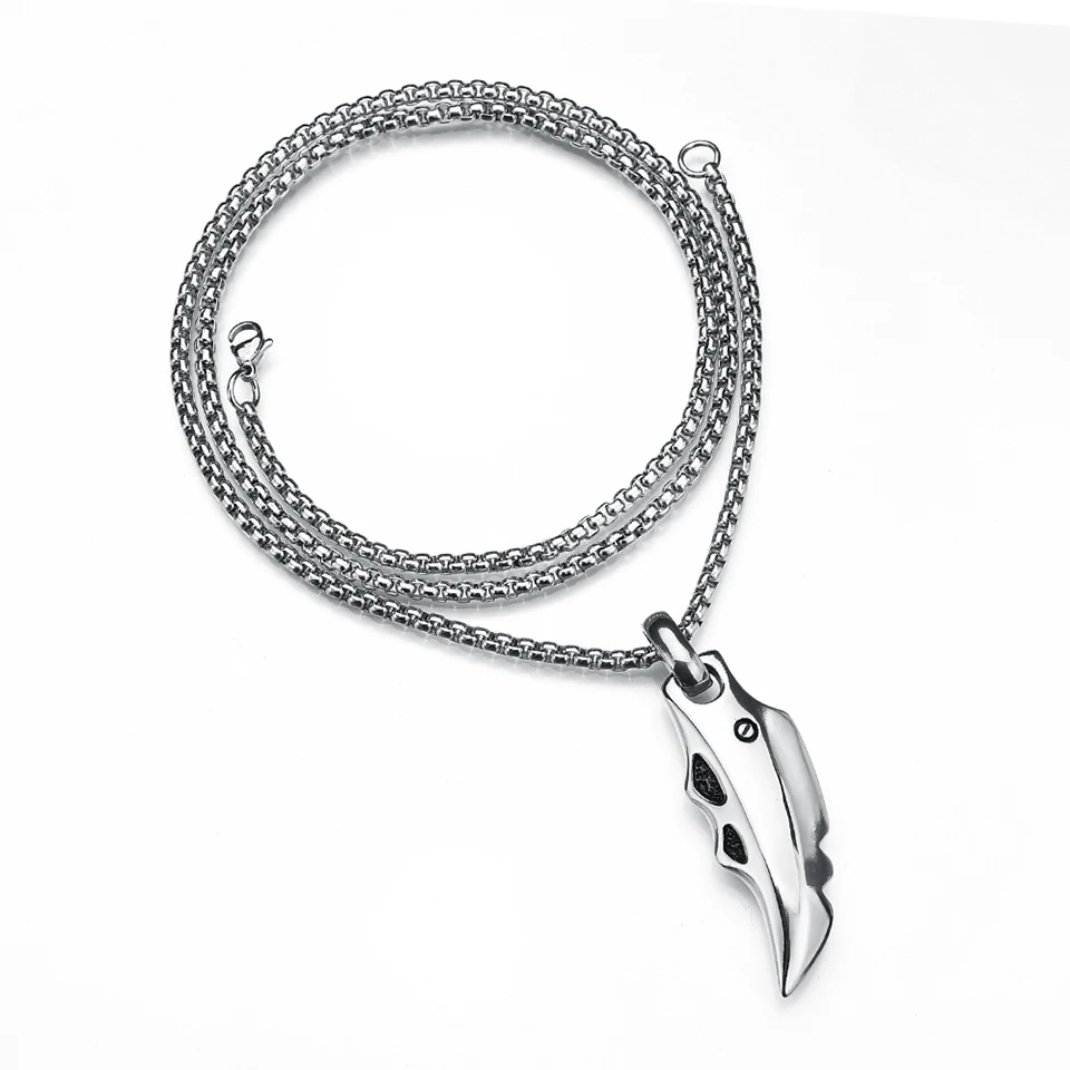 YANGQI Stainless Steel Knife Shape Pendant Necklace Primitive Man Stone Knife Necklace Norse Viking Wolf Tooth Statement Jewelry YANGQI Stainless Steel Knife Shape Pendant Necklace Primitive Man Stone Knife Necklace Norse Viking Wolf Tooth Statement Jewelry