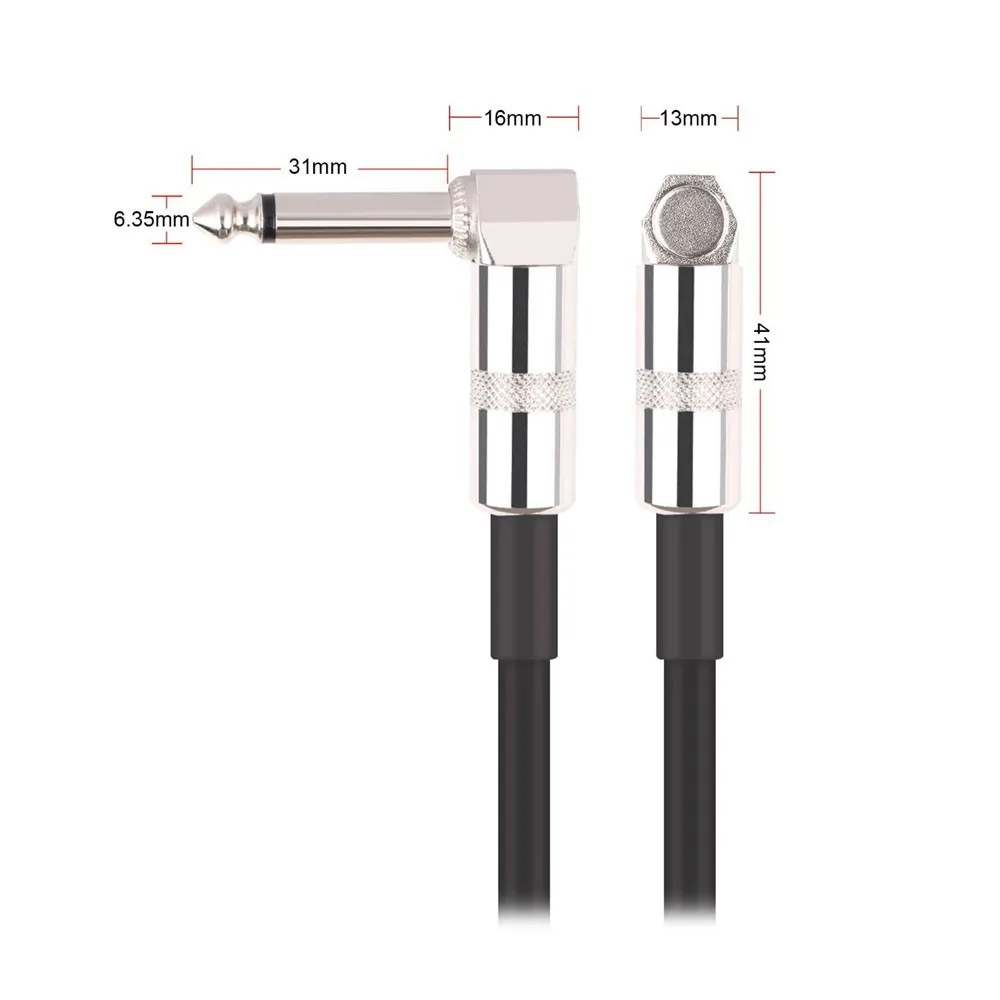 30 см 6,35 разъем педаль эффектов гитарный кабель аудио разъем правый угол перемычки провода черный