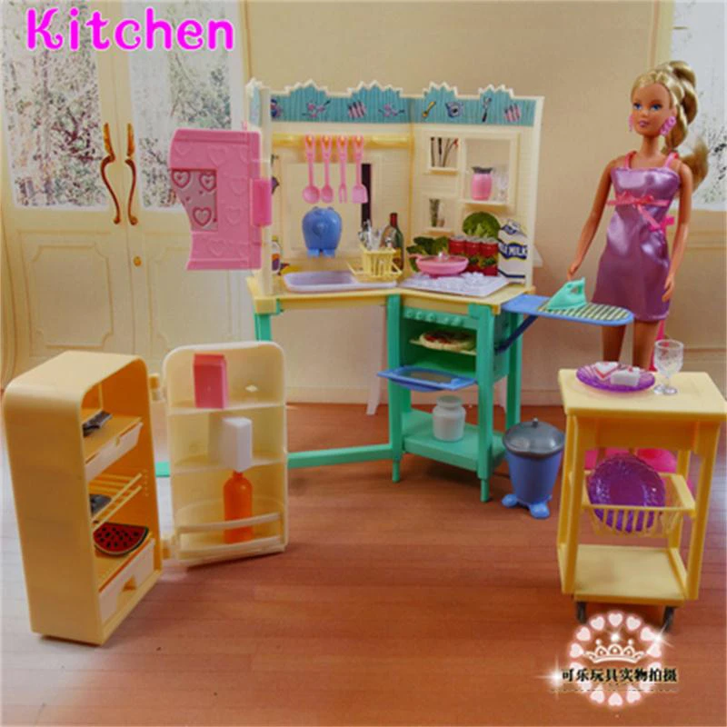 For Barbie Doll Furniture Accessories Plastic Toy Kitchen Set Refrigerator Table Plate Kitchenware Iron Gift Girl Diy Wholesale Doll House Accessories Aliexpress